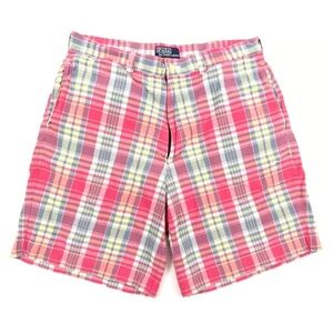 Vintage Ralph Lauren Polo Madras Plaid India 100% Cotton Shorts 34